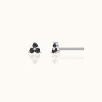 Black CZ Trefoil Stud Earrings