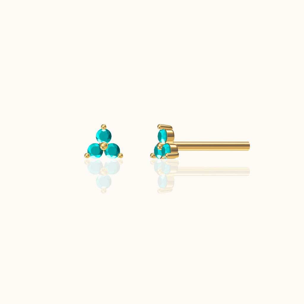 Blue Turquoise Trefoil Stud Earrings