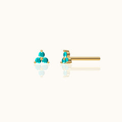 Blue Turquoise Trefoil Stud Earrings