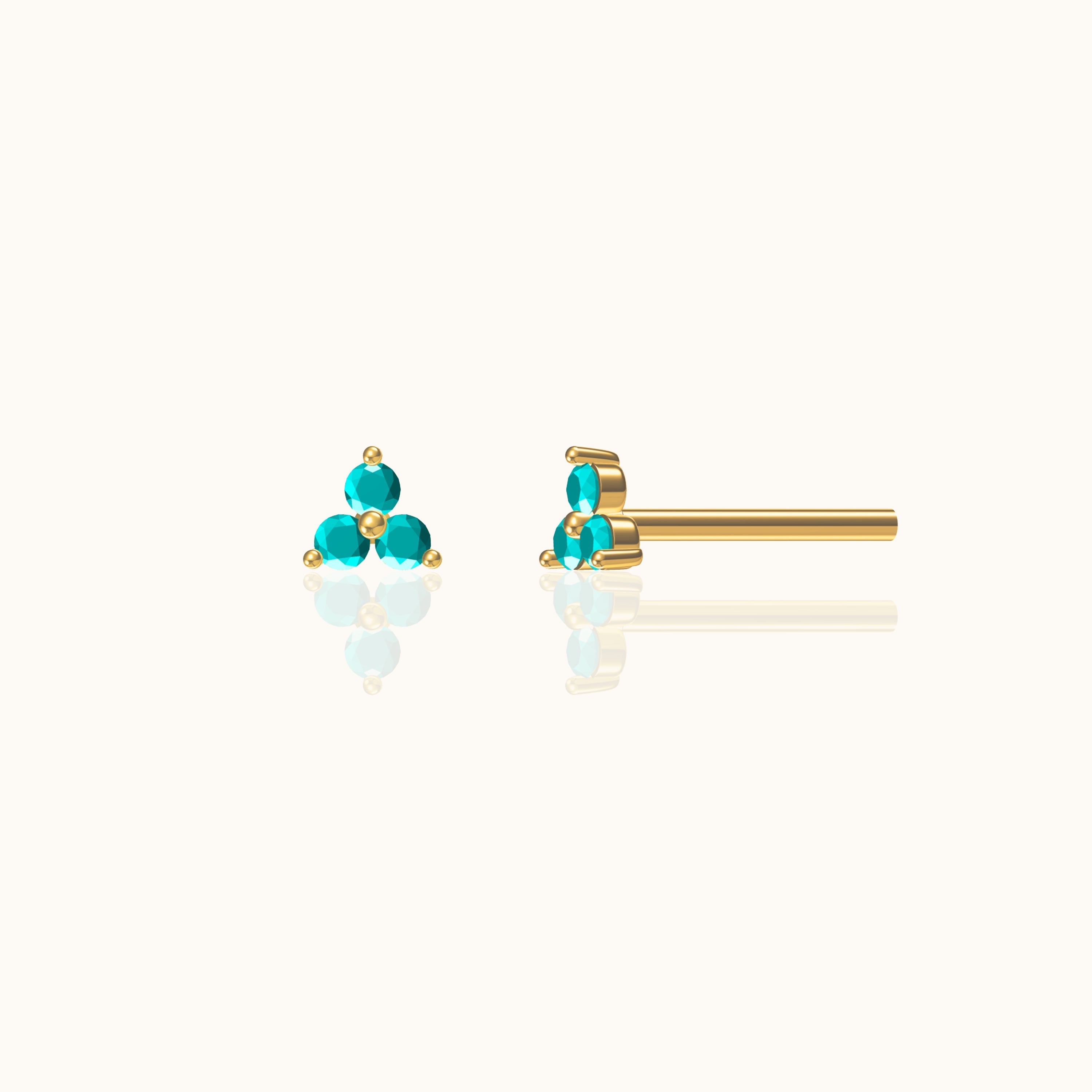 Blue Turquoise Trefoil Stud Earrings