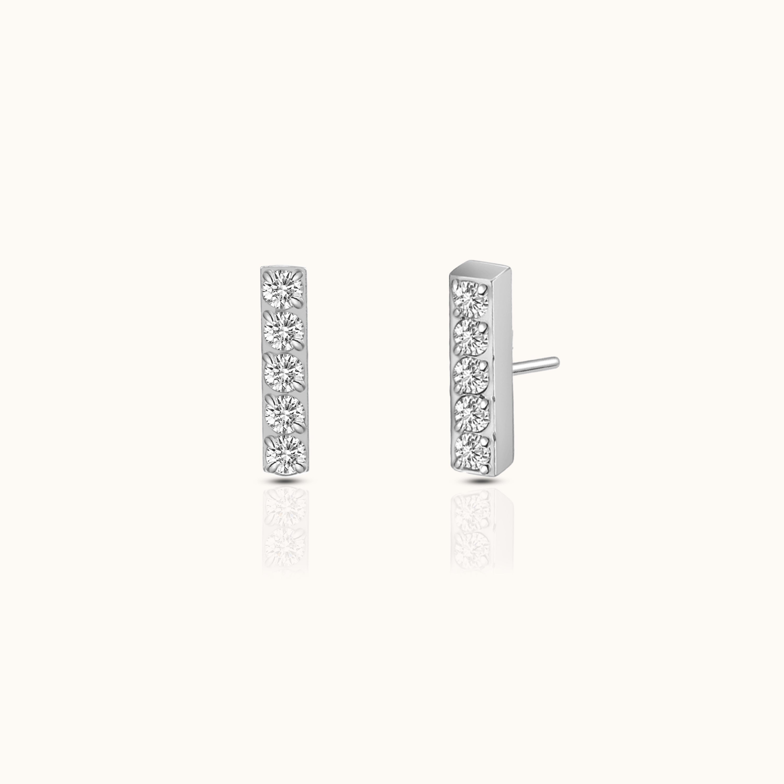 CZ Bar Threadless Labret Titanium Flat Back Earring