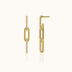 CZ Link Chain Dangle Stud Earrings
