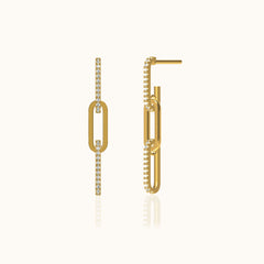 CZ Link Chain Dangle Stud Earrings