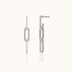 CZ Link Chain Dangle Stud Earrings
