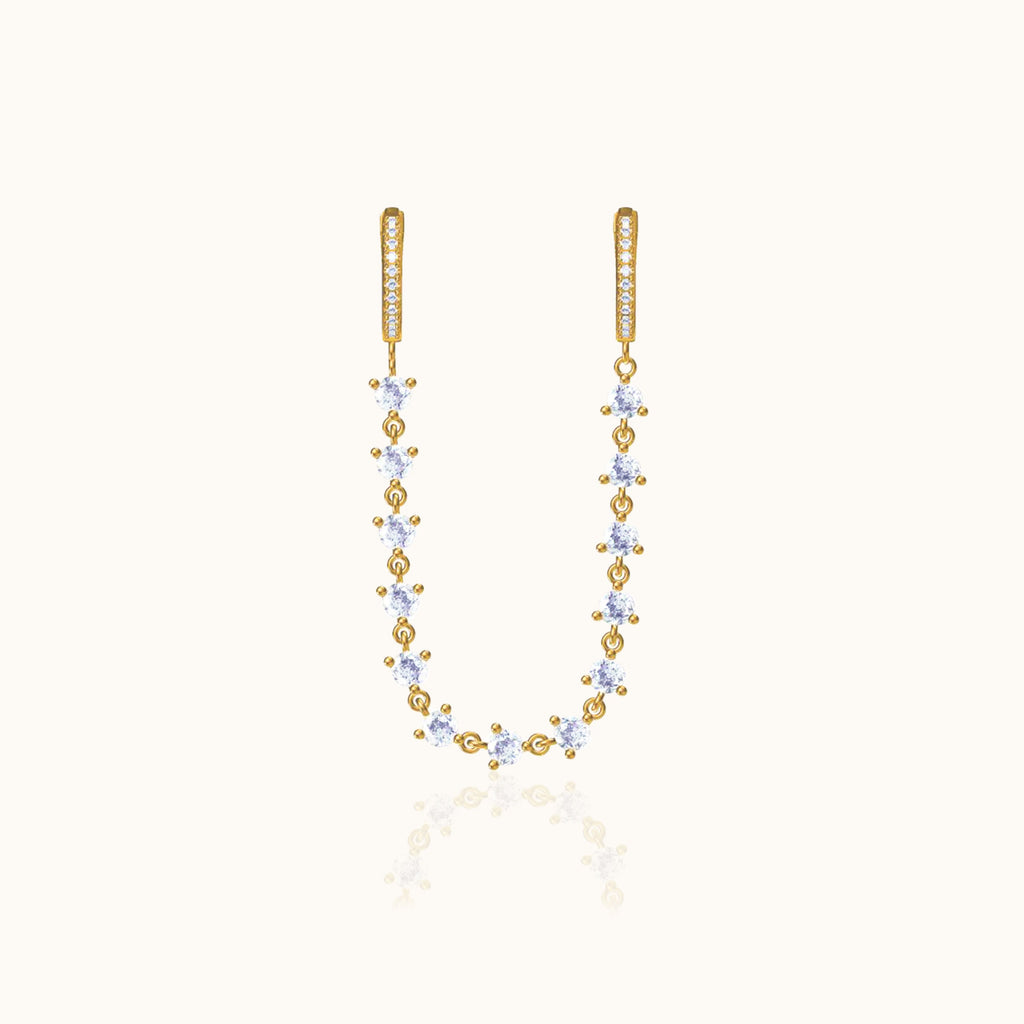 CZ Chain Double Hoop Earrings