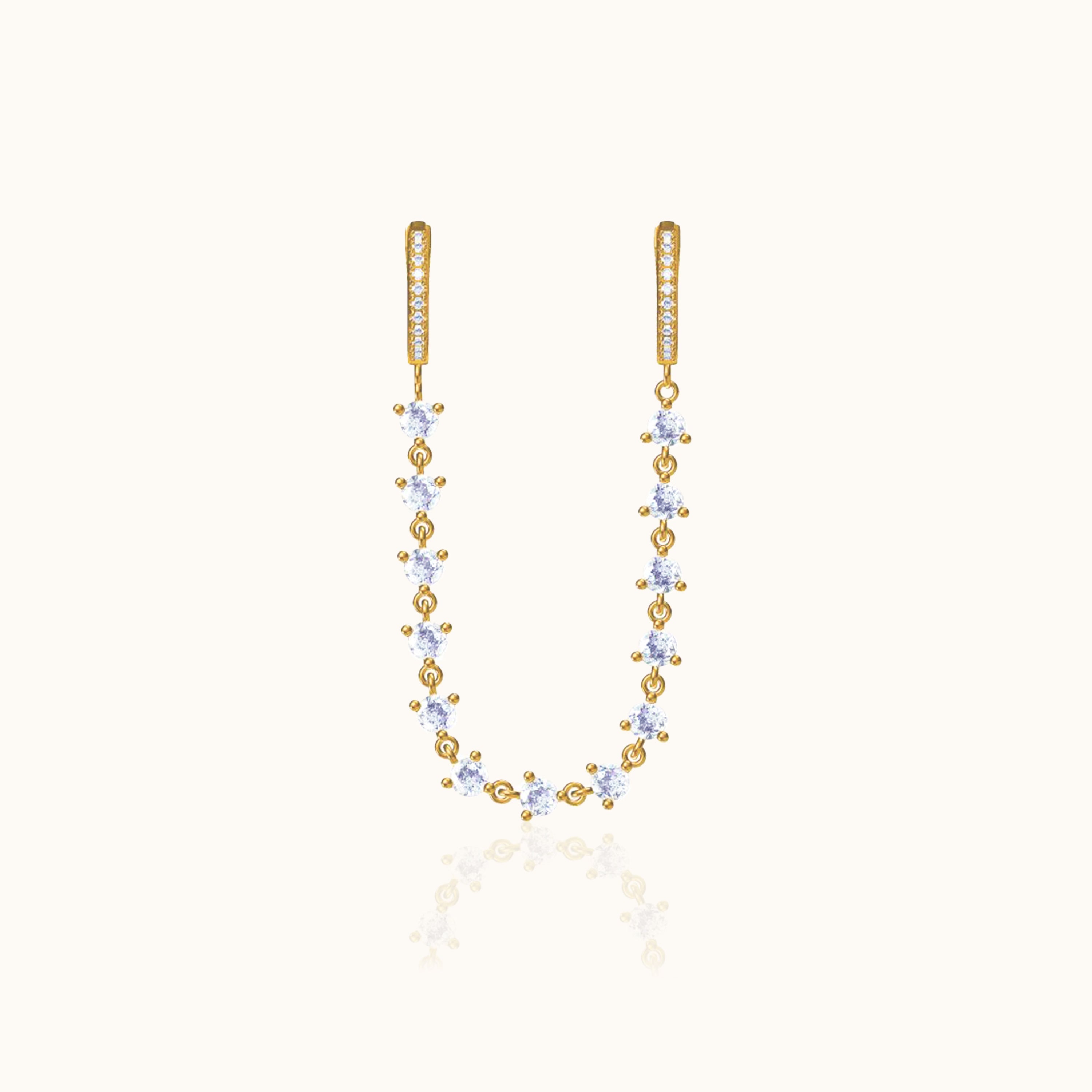 CZ Chain Double Hoop Earrings