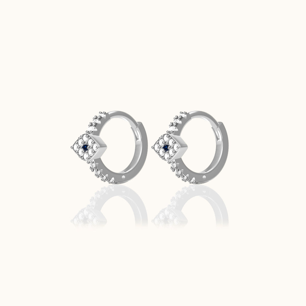 CZ Evil Eye Hoop Earrings