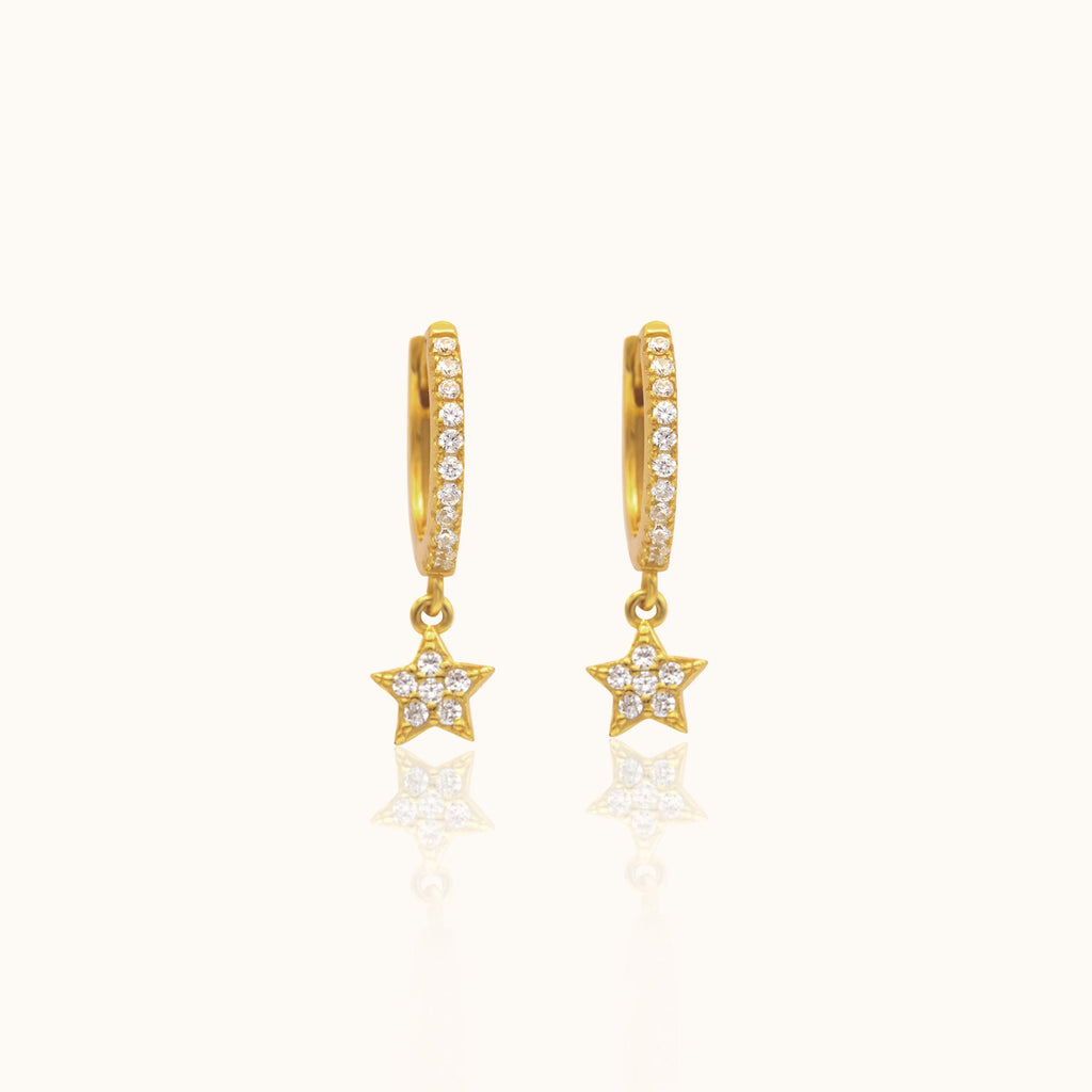 CZ Star Hoop Earrings