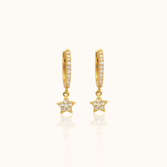 CZ Star Hoop Earrings