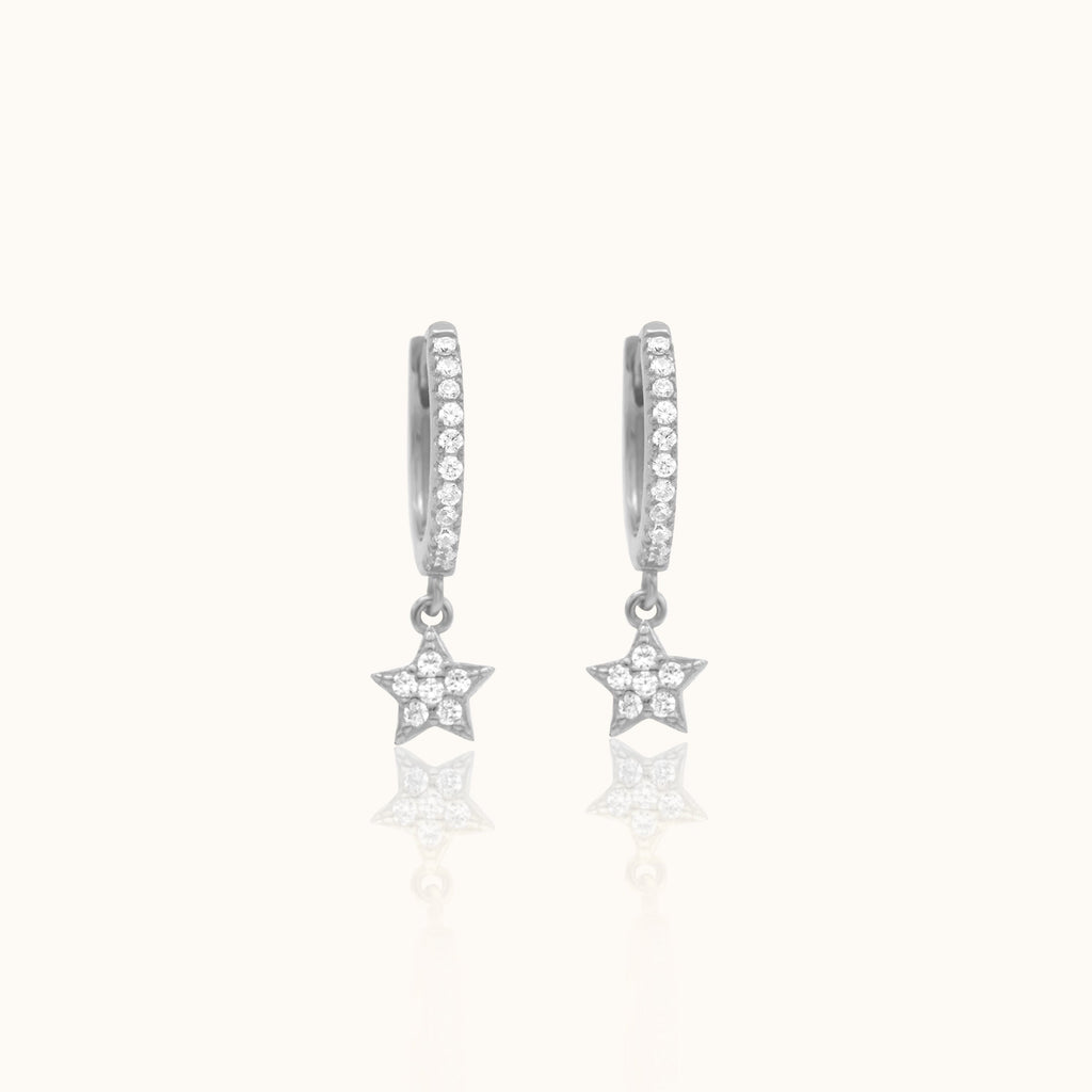 CZ Star Hoop Earrings
