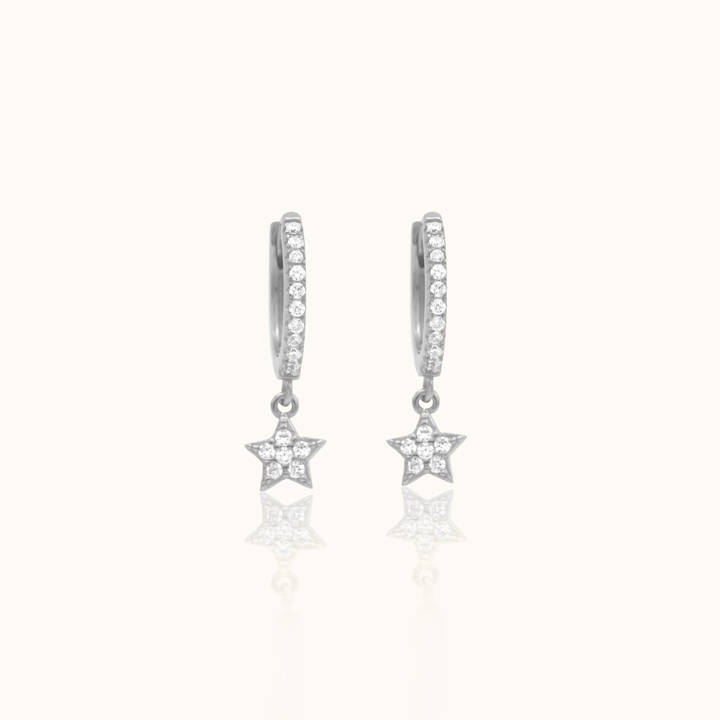 CZ Star Hoop Earrings