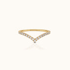 CZ Wishbone Band Titanium PVD Gold Ring