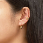 Square CZ U Shape Hoop Earrings
