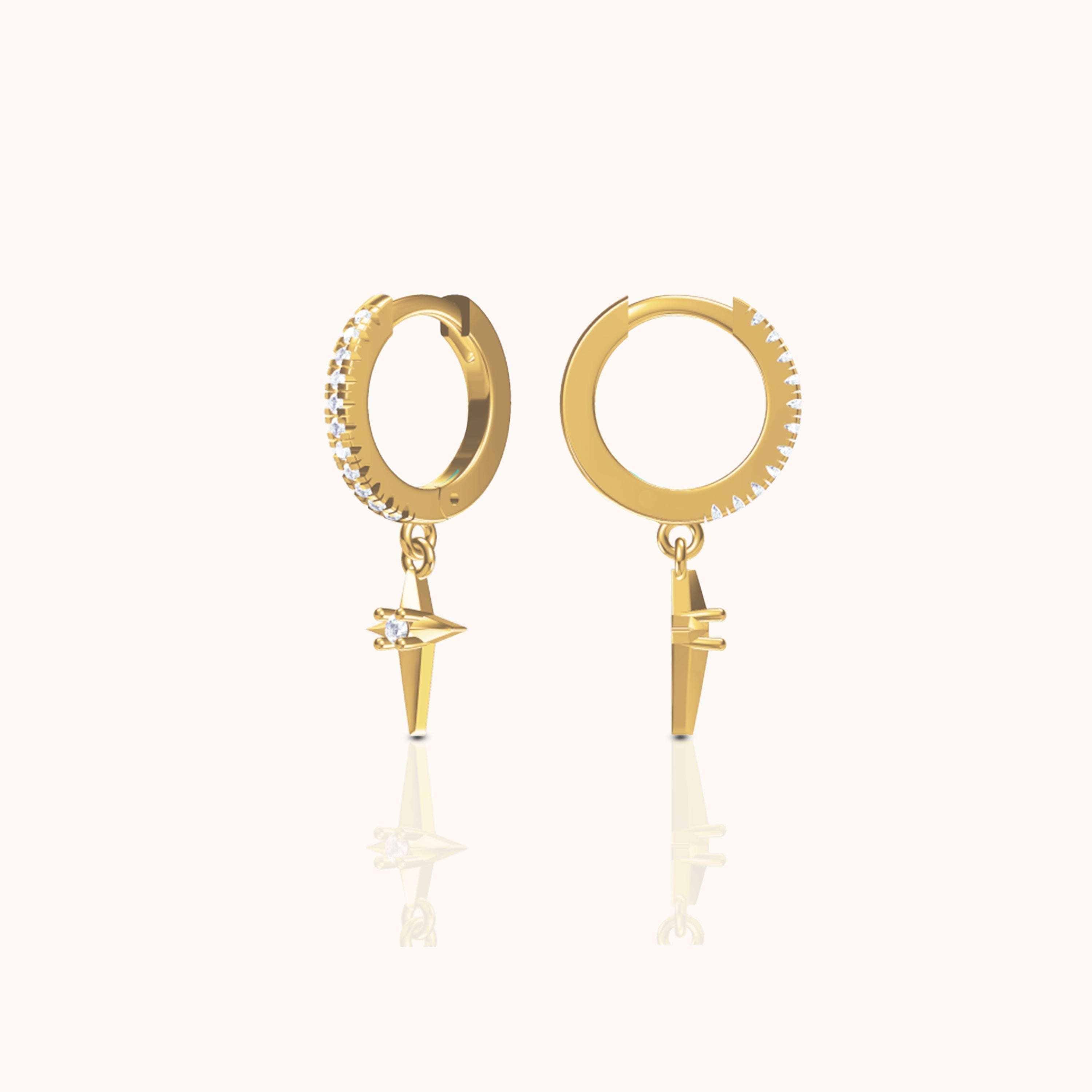 Celestial Star Crossed CZ Dangle Hoop Earrings