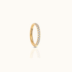 Classic CZ Clicker 6mm Titanium PVD Gold Hinged Nap Hoop Earring