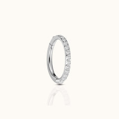 Classic CZ Clicker 8mm Titanium Hinged Hoop Earring