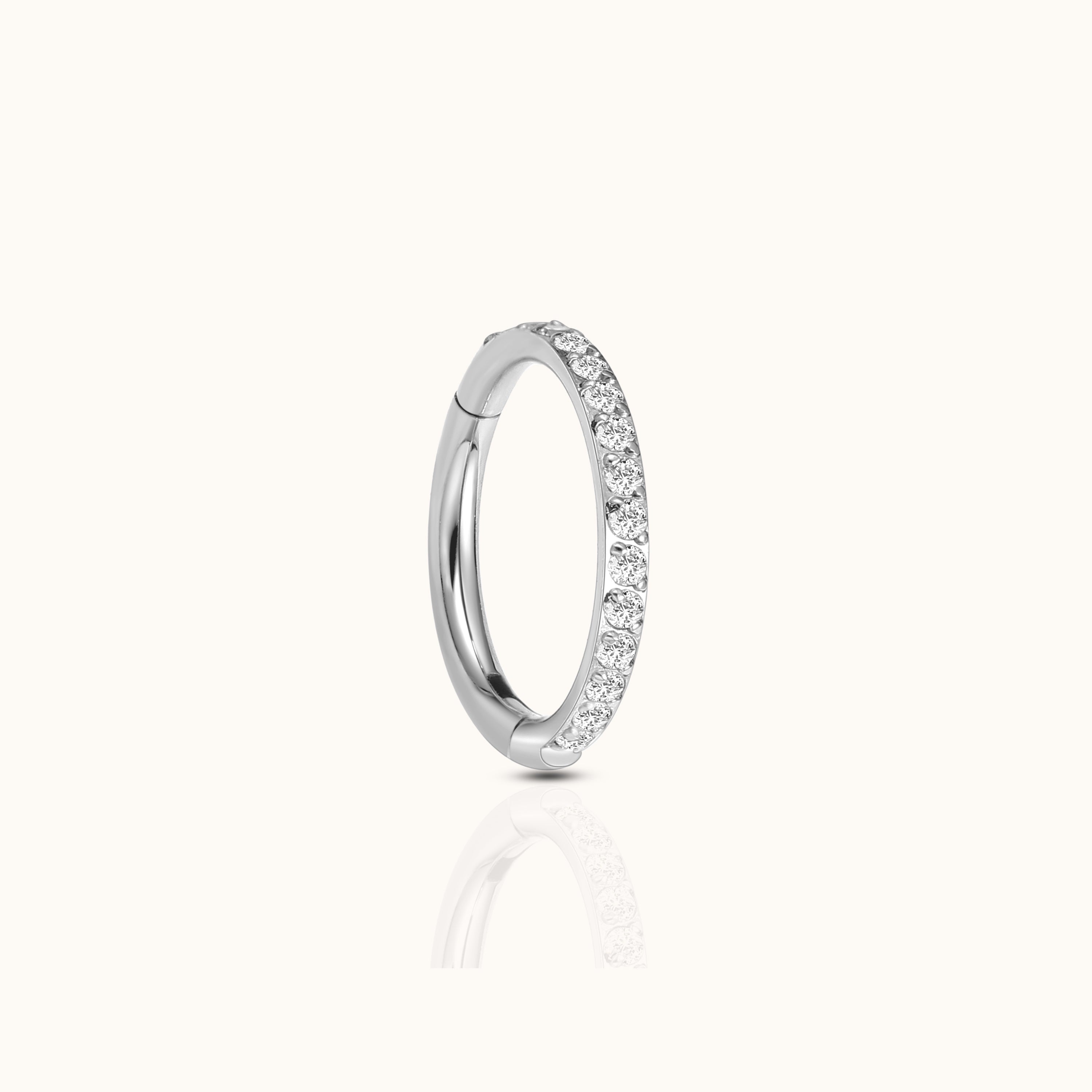 Classic CZ Clicker 8mm Titanium Hinged Hoop Earring