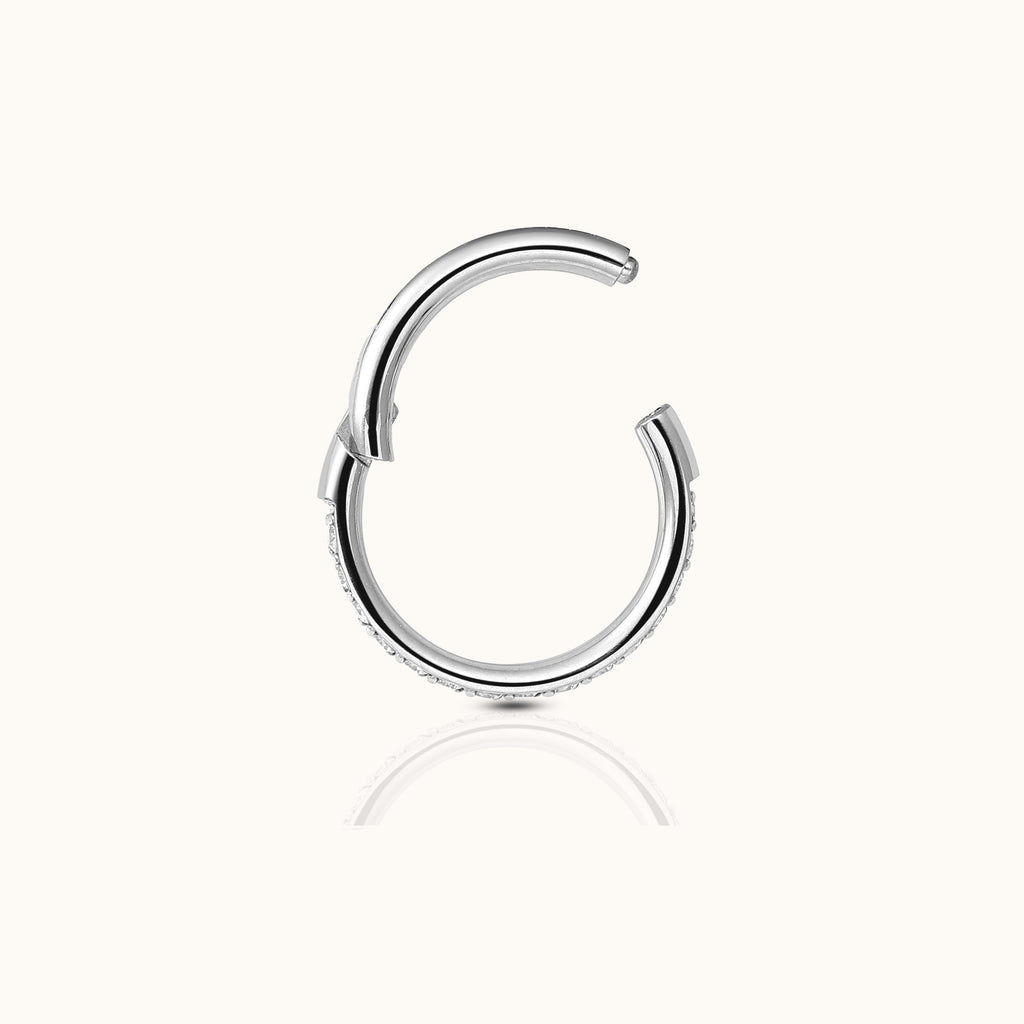 Classic CZ Clicker 8mm Titanium Hinged Hoop Earring