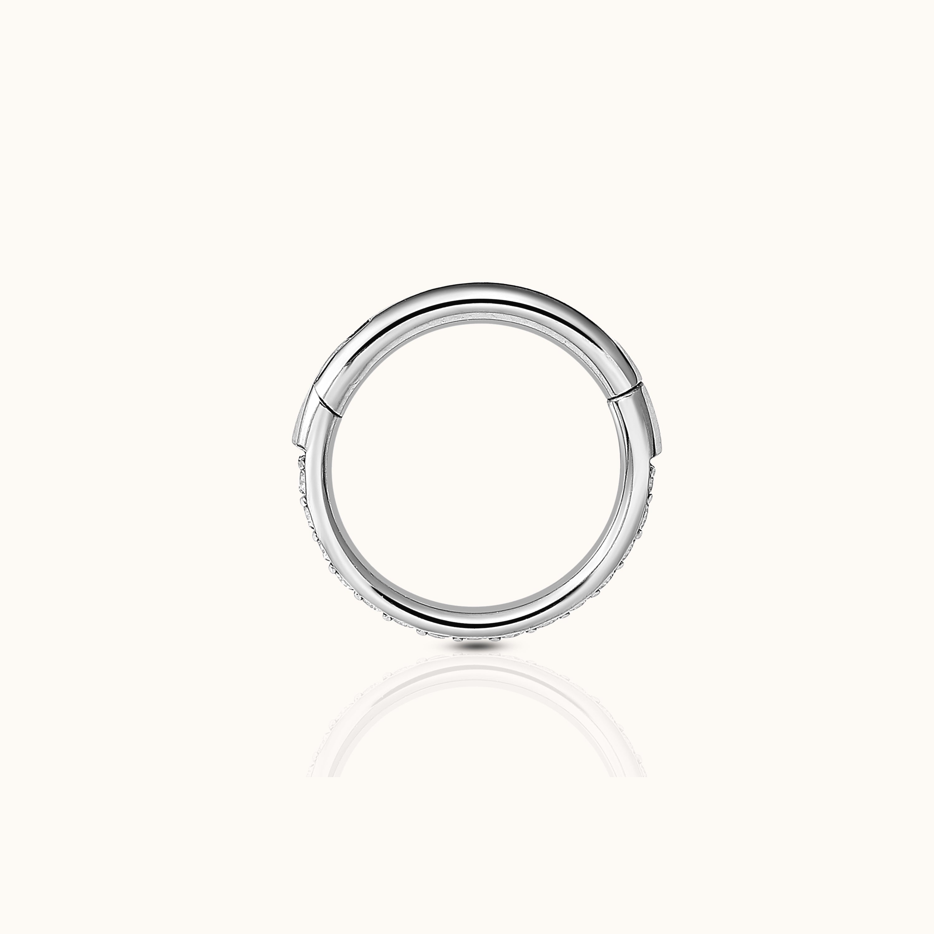Classic CZ Clicker 8mm Titanium Hinged Hoop Earring