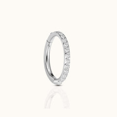 Classic CZ Clicker 10mm Titanium Hinged Hoop Earring