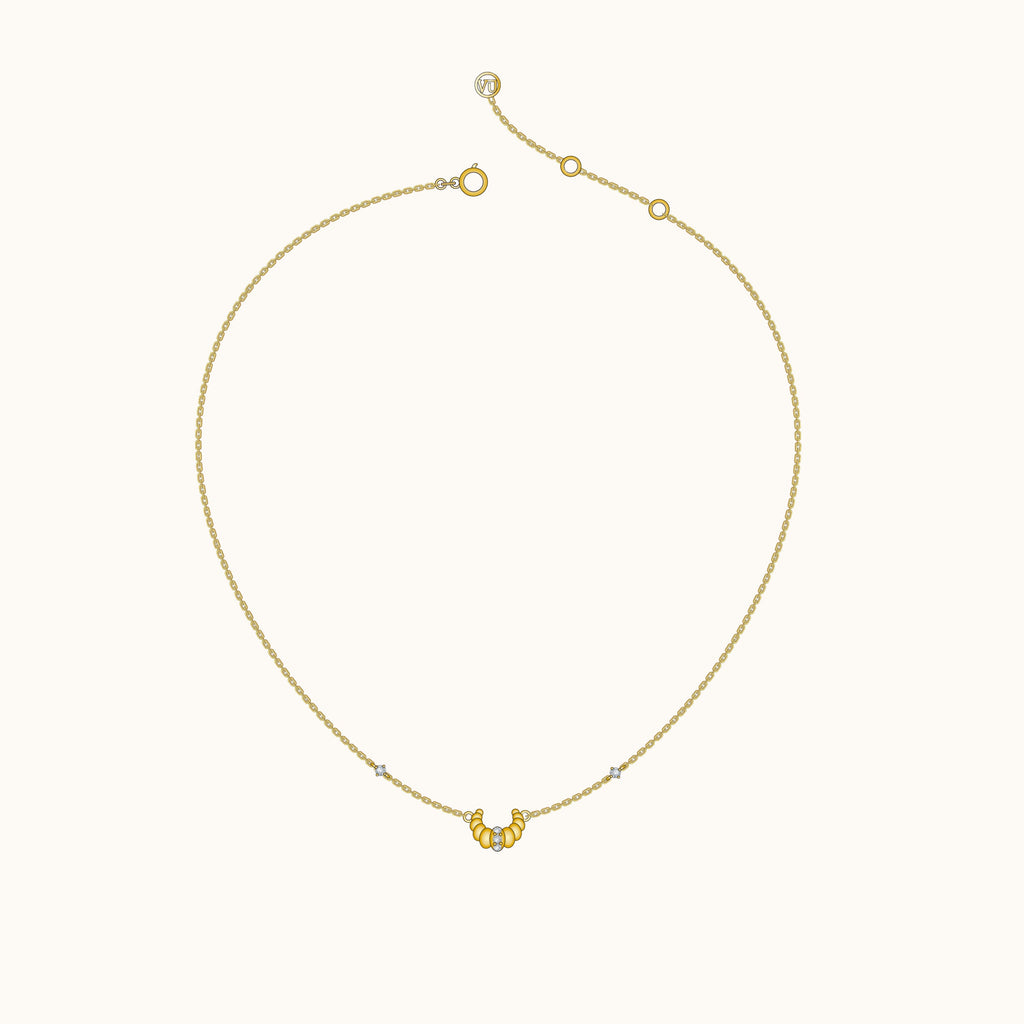 Croissant Dainty CZ Dome Pendant Necklace