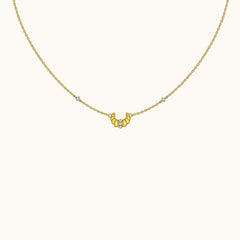 Croissant Dainty CZ Dome Pendant Necklace