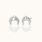 Croissant Dainty CZ Dome Stud Earrings