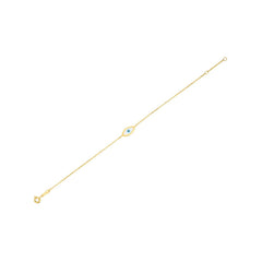 14k Yellow Gold MOP Evil Eye Bracelet (1.00 mm)