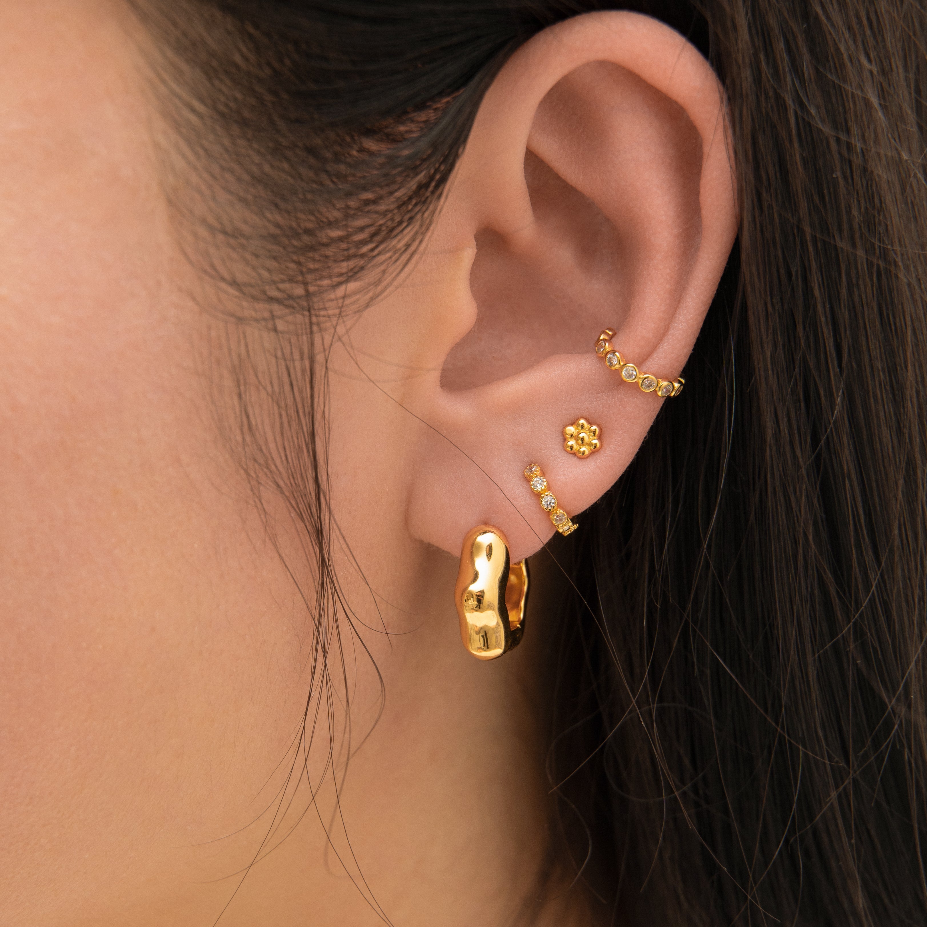 Hexagon Beaded Stud Earrings