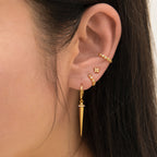 Crystal White CZ Bezel Set Bead Mini Hoop Earrings
