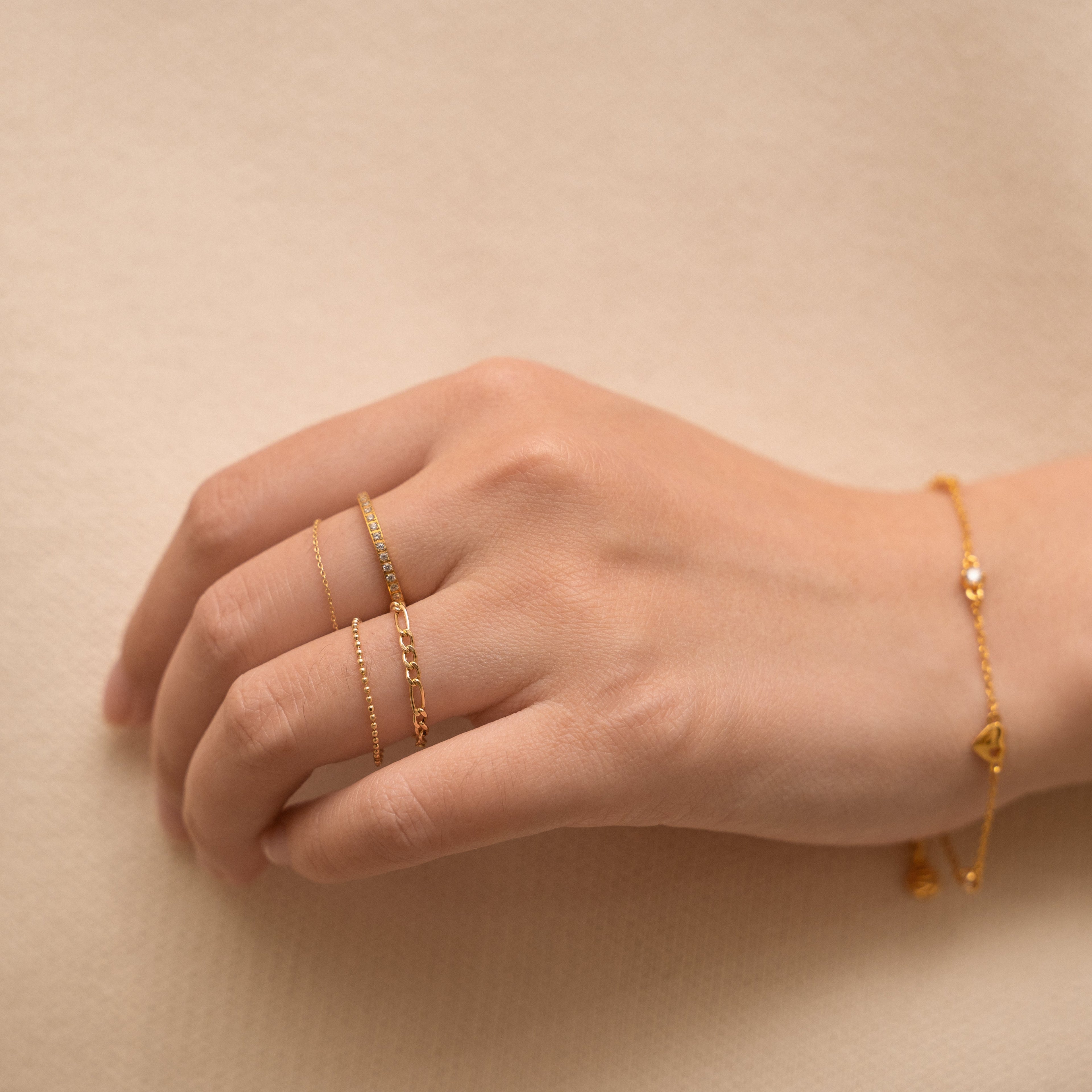 CZ Pave Eternity Band Titanium PVD Gold Ring