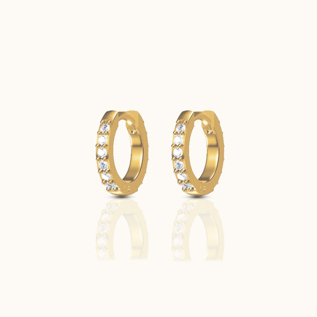 Dainty White Zircon Huggie Hoops