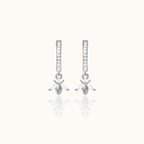 Dainty Bee Hoop Earrings with White Stone