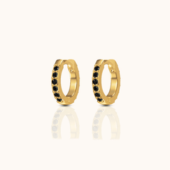 Dainty Black Zircon Huggie Hoops