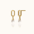 Dangle Natural Pearl Square Stud Earrings