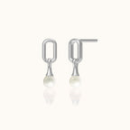 Dangle Natural Pearl Square Stud Earrings