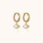 Dangle Eye CZ Pave Hoop Earrings