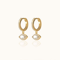 Dangle Eye CZ Pave Hoop Earrings