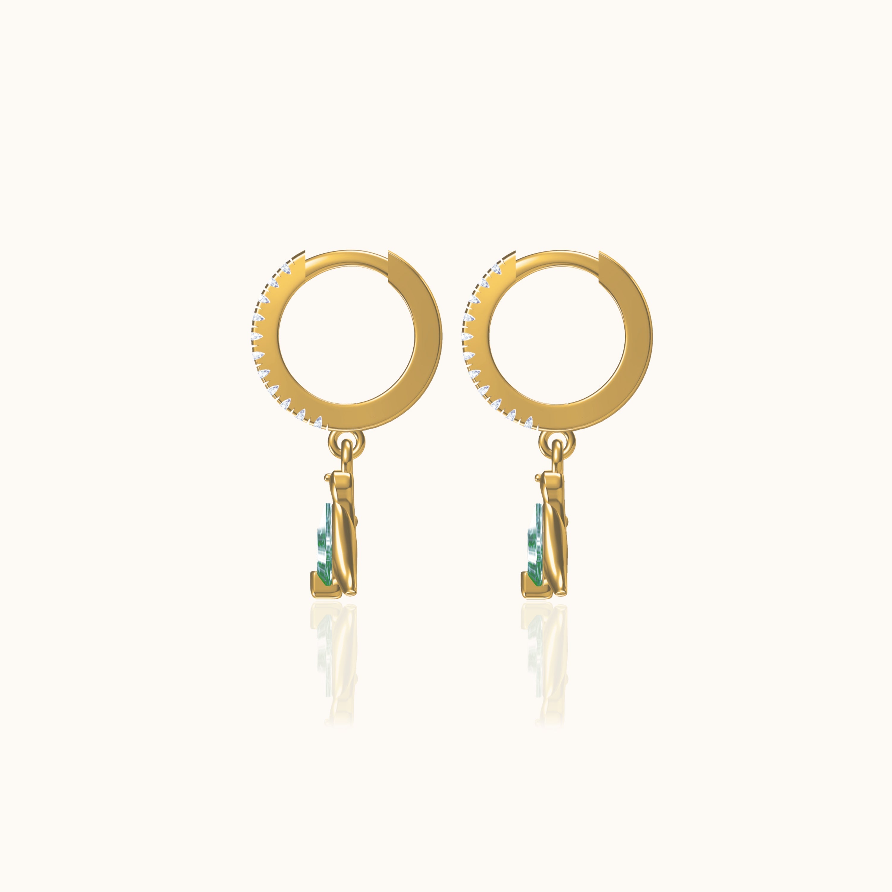 Dinosaur CZ Dangle Hoop Earrings