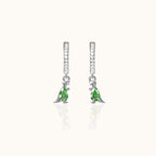 Dinosaur CZ Dangle Hoop Earrings