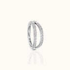 Double Circle CZ Pave Clicker Titanium Hinged Hoop Earring