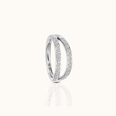Double Circle CZ Pave Clicker Titanium Hinged Hoop Earring