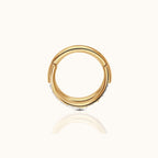 Double Circle CZ Pave Clicker Titanium PVD Gold Hinged Hoop Earring