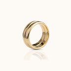Double Layer Chunky Band Titanium PVD Gold Ring