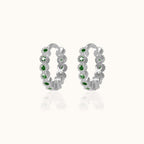 Emerald Green CZ Bezel Set Bead Hoop Earrings