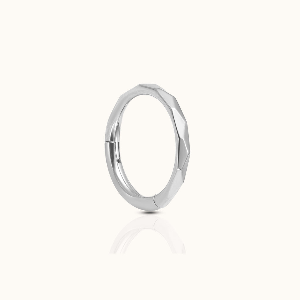Geometric Cut Clicker Titanium Hinged Hoop Earring