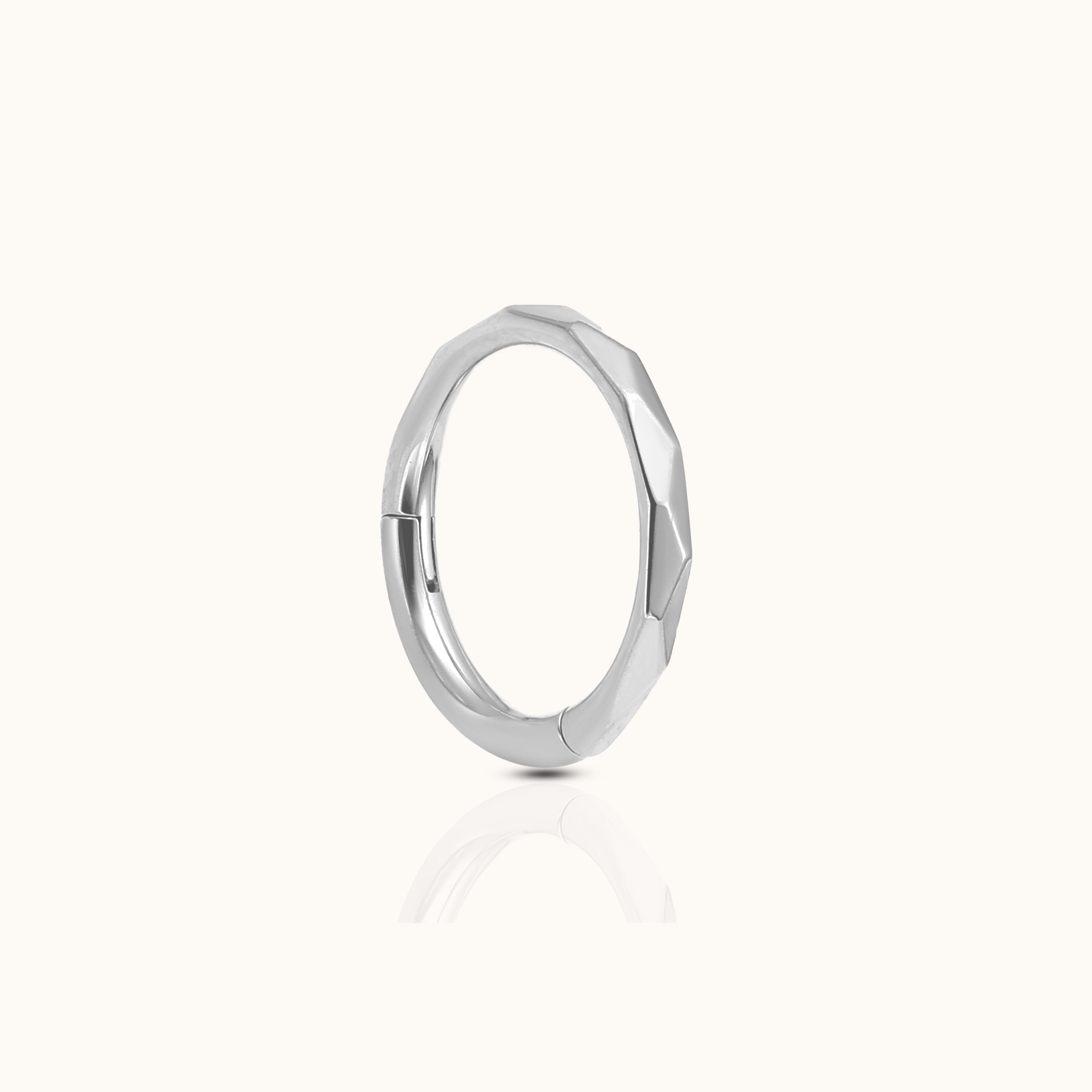 Geometric Cut Clicker Titanium Hinged Hoop Earring