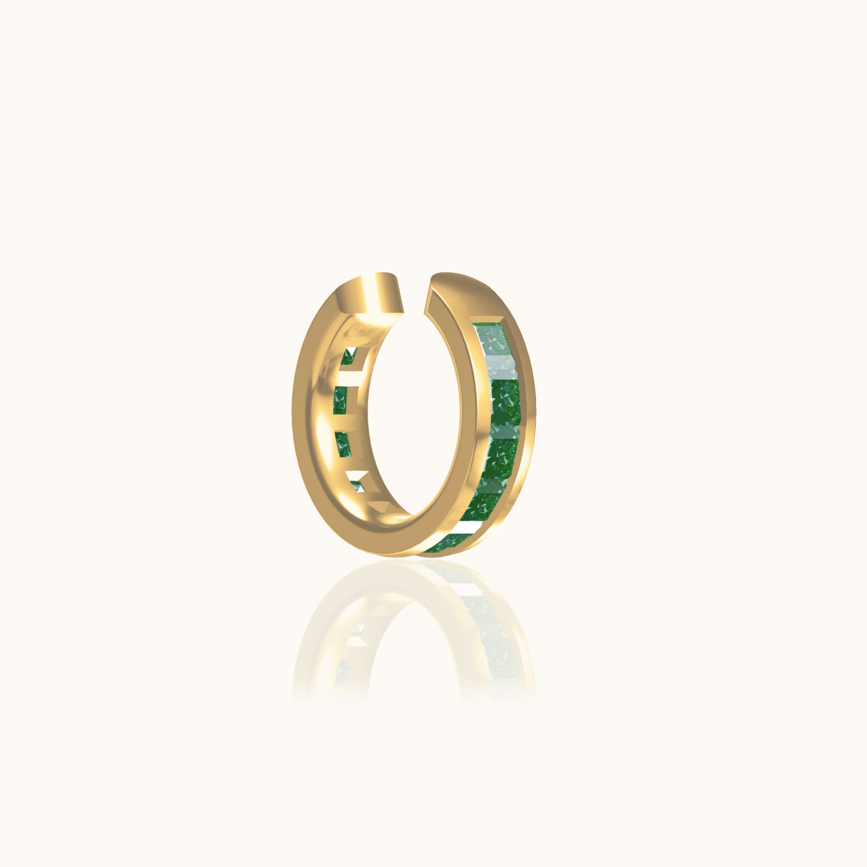 Single Green CZ Embellished Ear Cuff