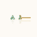 Green CZ Trefoil Stud Earrings