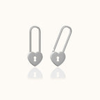 Love Lock Heart Safety Pin Earrings